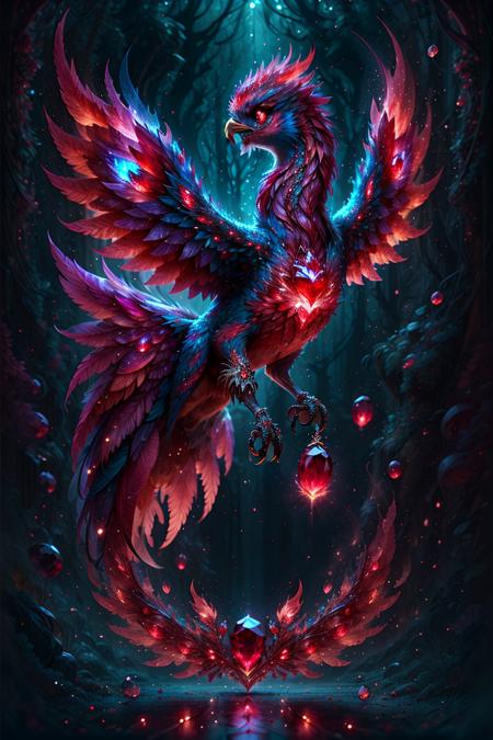 <lora:ruby-gem-style-darquelilly-v3:1> rubygemstyle, magical phoenix,