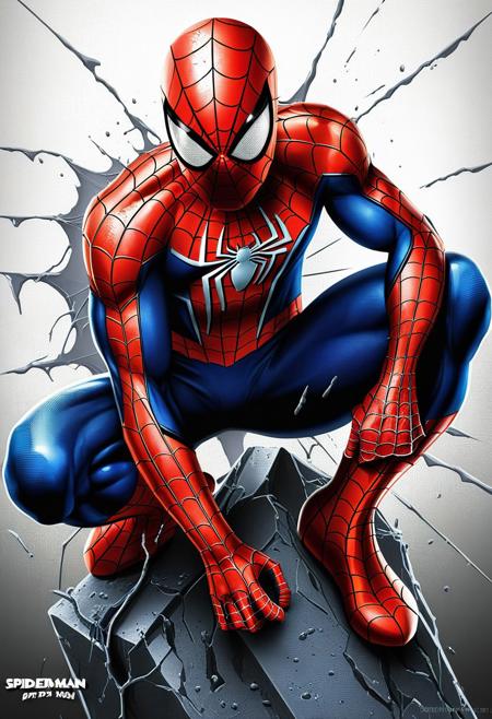 Portrait Art, Spiderman spider-man, bruised and battered but ready to fight. Comic Art