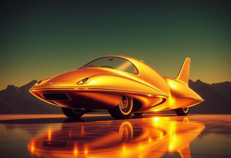 Avant-garde , gold and chrome , retro futurism 1970s