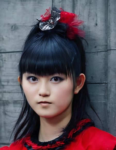 realistic, photorealistic, detailed, beautiful, RAW photo, film grain, (natural lighting :1.2), japanese, 1girl, raw photo, photo background, black hair, s0zukav2, red outfit, face focus, portrait,<lora:s0zukav2:1>, suzuka nakamoto, big eyes, asian, 20 years old woman