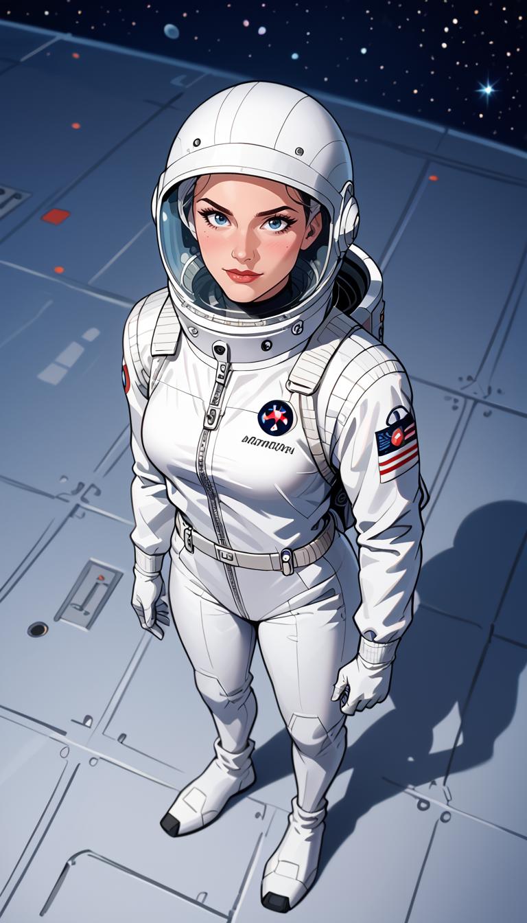 score_9, score_8_up, score_7_up, (Western Comics), girl, cute, astronaut, seductive, innocent, high detailed futurist spacesuit, (textured clothing), (light smile:0.3), (space station background), (Full body photo), (depth of field), (dynamic angle), (ultra detailed, high quality texture), (sharp), (artistic image)