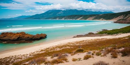 clouds,beach,mountain, 8k high quality, detailed, colorful analog photo, masterpiece, photorealistic, vibrant color film, masterclass, heavy (film grain), Fujicolor 400, Nikon F401, from above,(rating_explicit), (score_9, score_8_up, score_7_up, score_6_up, score_5_up, score_4_up, high res, 4k)