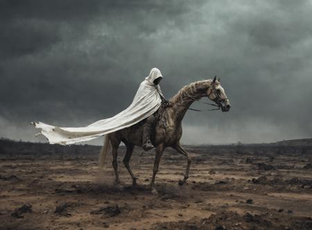 pale_horseman,(rusted_scythe:1.3),(long white cape in the wind:1.6),(tattered_garments:1.5),(skeletal_rider:1.5),(hood:1.2),(pale_emaciated_green_horse:1.1),(wind:1.3),(bones:1.2),apocalypse,desolate_landscape,dark_sky,ominous,decay,cracked_ground,barren,lifeless,
black rain,smoke,<lora:add_detail:0.8>,