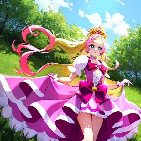 cure flora<lora:cure flora_v3:0.9>face, ((detailed clothes features,masterpiece,highres))