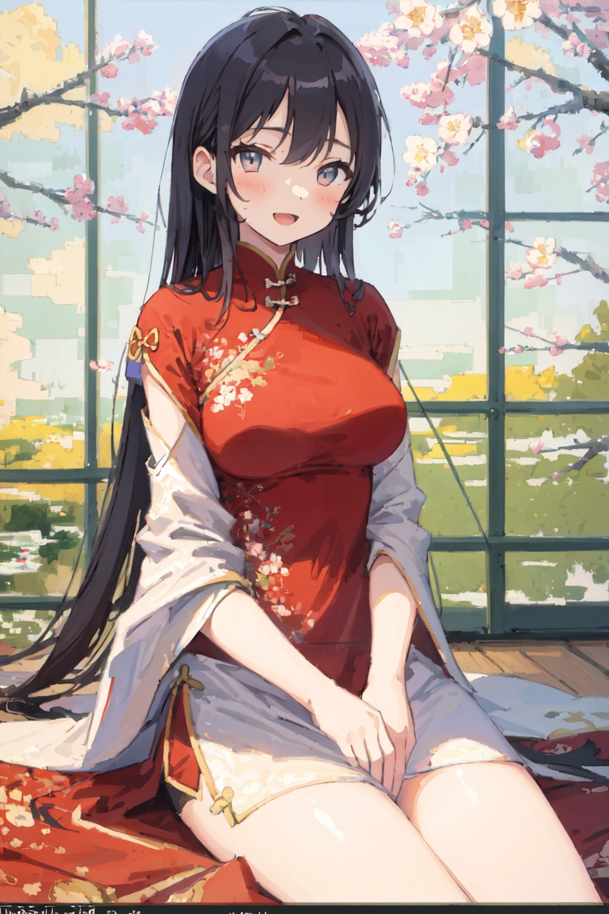 girl, 8620 \(Maitetsu\),masterpiece, best quality, ultra-detailed, illustration,looking at viewer,white chinese clothes,:d...