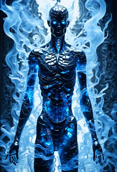 abaddon, formless mist like creature, made of smoke and vapor, transluscent, transparent, uncorporeal, humanoid shape in the smoke, glowing radiant presence, mystical ephemeral appearance,mist, ghostly apparitions, teleportation,uninhabited,tranquil waves,job,resourceful,automated,dazzling,discomforting,nightlife  <lora:Made_of_pieces_broken_glass-000001:0.8> shards, glass, brocken glass, transparent glass, pieces of glass, Made_of_pieces_broken_glass