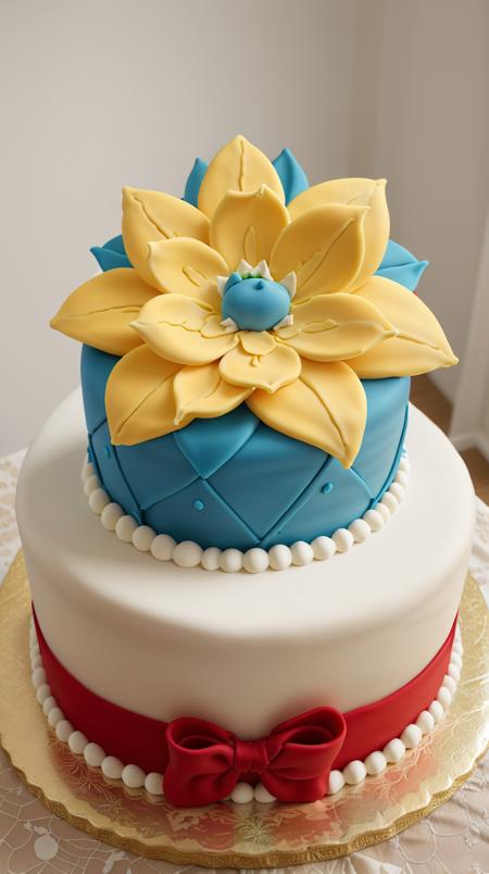 CakeStyle flower. Marzipan cake shaped like flower. <lora:CakeStyle:0.55>