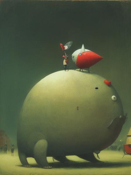 <lyco:ShaunTan:1.0> lovestruck beast by Shaun Tan.