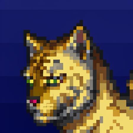 <lora:Final Fantasy 6 Portraits - V1-000004:0.75> Final_Fantasy_6_portrait, SNES, low resolution, pixelart, blue background, 1beast, cat, tiger stripe