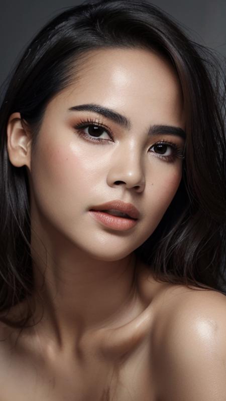 (masterpiece), (medium portrait), face focus, (photorealistic:1.2), 1woman, (messy hair), urassaya, (wear black top), look at camera, realistic skin texture, vivid lighting, detailed face <lora:isnot.urassaya:0.8>, <lora:add_detail:0.1> human skin texture