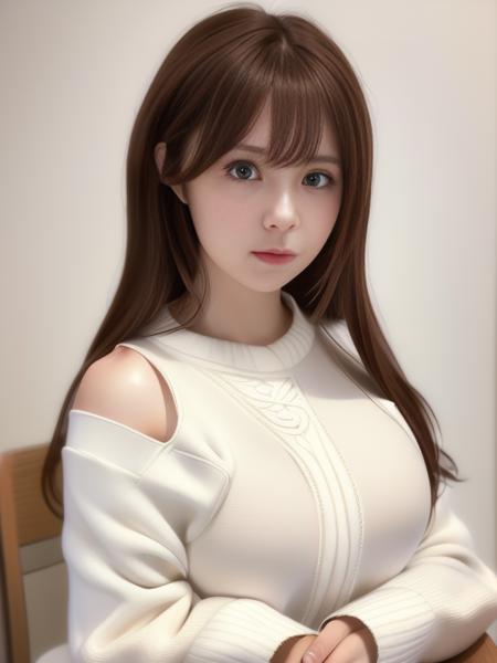 (((white sweater))), (((sweater))),(((high heel sweater))), (8k, best quality, masterpiece:1.2),(upper body 1:2) (realistic, photorealistic, photo-realistic:1.37), ultra-detailed, beautiful detailed eyes, beautiful detailed nose, (((balanced eyes))), ((upper body 1:2)),((big breasts)), (((sweater))), natural skin texture, 24mm, 4k textures, soft cinematic light, adobe lightroom, photolab, hdr, intricate, elegant, highly detailed, sharp focus, ((((cinematic look)))), soothing tones, insane details, intricate details, hyperdetailed, low contrast, soft cinematic light, dim colors, exposure blend, hdr, faded, slate atmosphere, <lora:XiaQiuada:0.85>, (((brown hair))), (((sweater))), (((brown eyes))), (((long hair)))