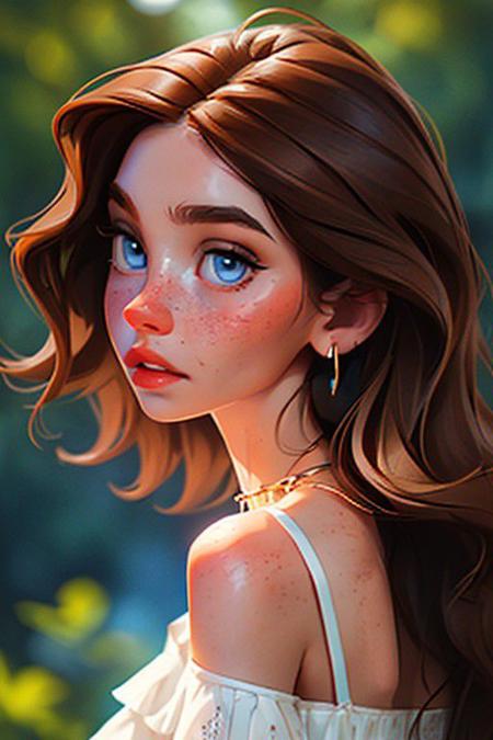 sam yang,
1girl, back, bare shoulders, blue eyes, brown hair, earrings, freckles, jewelry, lips, long hair, looking at viewer, looking back, necklace, off shoulder, parted lips, portrait, day, depth of field, solo
, ((masterpiece))
<lora:sam_yang_offset:1>