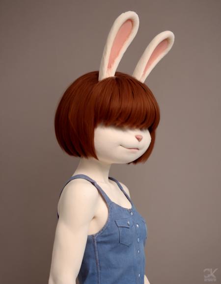 mollymac 1girl animal ears rabbit ears furry hair over eyes short hair furry female