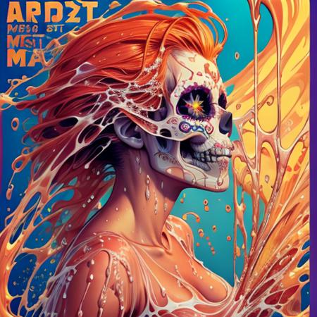 (art by SLPASHTER_3-7000:1.1), ((best quality)), ((masterpiece)), ((realistic)), (detailed), (vector poster art:1.3), (dia de los muertos theme), by artemio rodriguez , lisa brawn, alphonse mucha, and gustave bauman, intricate, profile picture, artgerm, (retro:1.1), nostalgic, old fashioned, posterized color