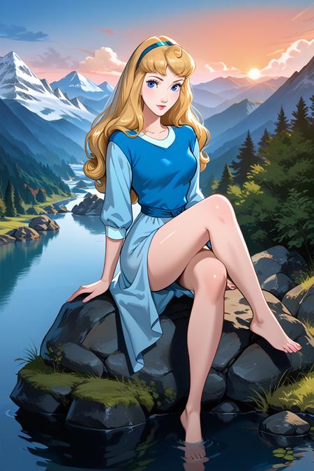 DisneyAurora, 1girl, blonde hair, blue eyes, long hair