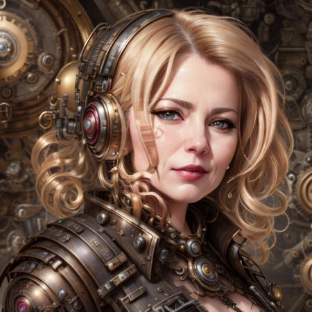 <lora:ZuzanaCaputova:.9>, Portrait of ZuzanaCaputova as steampunk android