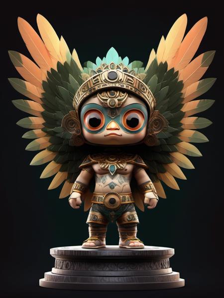 BJ_sanxingdui, solo, looking_at_viewer, simple_background, 1boy, standing, full_body, male_focus, wings, chibi, no_humans, feathers, black_background, straight-on,
photo,8k,intricate,highly detailed,majestic,digital photography,broken glass,hdr,realistic,high definition,
<lora:Sanxingdui_SDXL:0.7>,