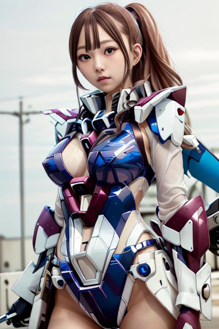 1girl,  realistic, solo, (masterpiece:1.2), best quality, <lora:mecha_musume_v10-10:0.8>, mecha_musume, v-fin