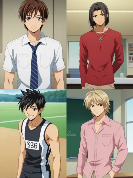 Kouji Seo Male Characters: Haruto Kirishima, Kyousuke Kazama, Yamato Akitsuki & Yasunobu Hattori