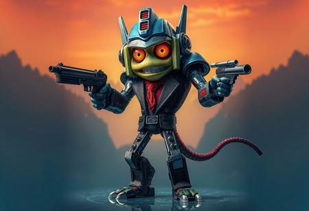 A symmetric portrait of a smart-looking, long Humanoid Slime from Transformers, standing on an Ice Age Panic backdrop, wielding a gun, inspired by John Button and Jajaboonords' Flipjimtots. This high-res, 4K artwork features sharp lines, vibrant colors, and stunning details, from the eyes and clothes to the dipstick tail and connector. The dynamic action pose, captivating lighting, and vivid emotions create a powerful message. Handcrafted with precision, this unique piece boasts intricate details, trending on Artstation and showcasing a harmonious color palette, influenced by Raphael and Houdini styles. Available for CotW and eBay listings, this artwork embodies the Golden Ratio and contemporary aesthetics, sure to trend on ArtstationHQ and impress with its beautiful matte painting and balanced editing.