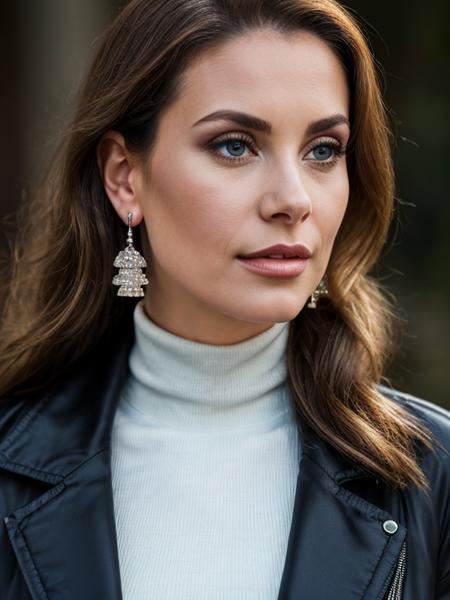 (masterpiece, best quality), intricate details, realistic, photorealistic, a close up of wearing earrings, inspired by Emma Andijewska, draped in crystals, silver color, long earrings, sandra chevier, huge earrings, 2019, blue-eyed, platinum jewellery, earring, flawless structure, silver earring, 1girl, jacket, turtleneck,, masterpiece, (portrait), natural skin, (long hair), oiled skin, subsurface scattering, shot with cinematic camera, soft lighting, high quality, best quality, masterpiece, best picture, sexy, lovely, stunning woman (oiled skin)  <lora:Sehba:1> Sehba woman 1girl