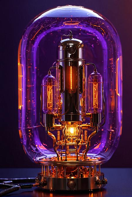 Vacuum Tube Light bulb orange and purple glow