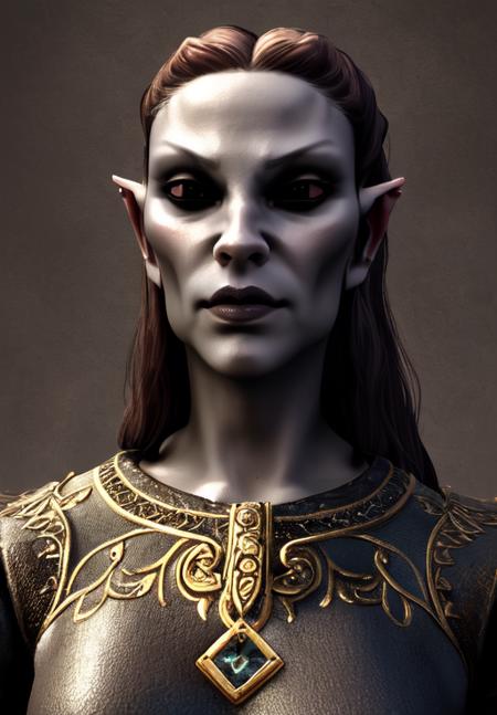 a woman, <lora:Dunmer-Female:0.8>, Dunmer-Female, 1girl, solo, portrait,, (masterpiece, best quality, absurdres, detailed, ultra-detailed:1.3), charming