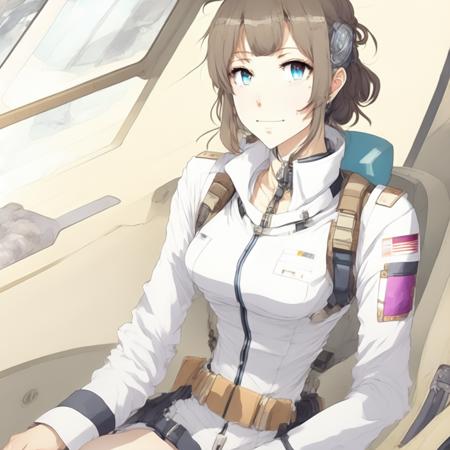 anime an attractive female pilot sitting inside a Gundam (MechaPilot style:1) <lora:djzMechaPilot:0.8)