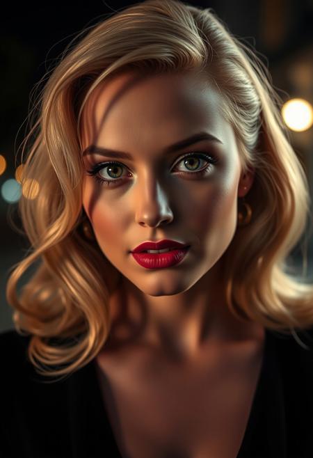 full body, 1 blonde Woman,  30 years old, beautiful, blonde hair, 40s style hairstyle, medium length hair,  iluminacion artistica, no sombras,
FACE:  mujer rubia.ojos son grandes y expresivos,  pestanas largas y oscuras que enmarcan un iris de color miel. Cejas finas y arqueadas .
Su nariz es recta y delicada, y sus labios son carnosos y de un tono rosado natural. Un lunar sutil se encuentra cerca de su labio superior, anadiendo un toque de singularidad a su rostro. Su piel es de un tono melocoton suave, con un ligero rubor en las mejillas que sugiere calidez y vitalidad.. mirada sensual
BACKGROUND:escena nocturna ,  , 1948,dormitorio antiguo ricamente adornado  , tapices vivos colores y figuras. luminosidad artistica y ambiente intimo, mujer tumbada el estomago , en una cama antigua,  , desnuda con  perfectas  mamas de tamano medio naturales, vientre perfecto, pubis afeitado, piernas esbeltas y estilizada estiradas, culo redondo perfecto   calidad fotografica y artistica realistica, calidad fotografica realistica y artistica, , full body , vista lateral y superior, mirando a la camara