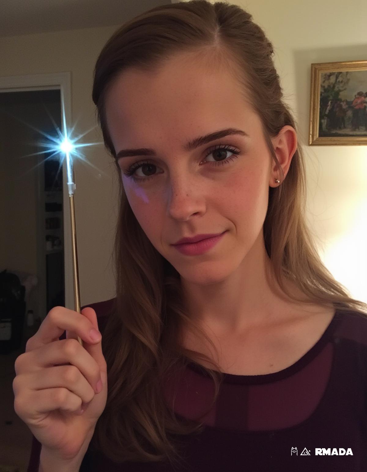 Boring Snapchat photo of a young woman showing off her magic wand circa 2014