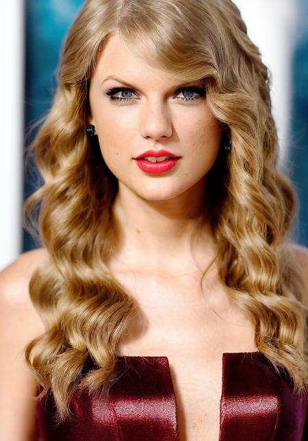 taylor swift (sharp focus:1.2), photo, attractive young woman, (beautiful face:1.1), detailed eyes, luscious lips, (eye makeup:1.2), body freckles, (medium breasts:1.0), (tight body:1.2), (dark hair:1.2), wearing (slitdress:1.2) in (red carpet event:1.2). (moody lighting:1.2), depth of field, bokeh, 4K, HDR. by (James C. Christensen:1.2|Jeremy Lipking:1.1).