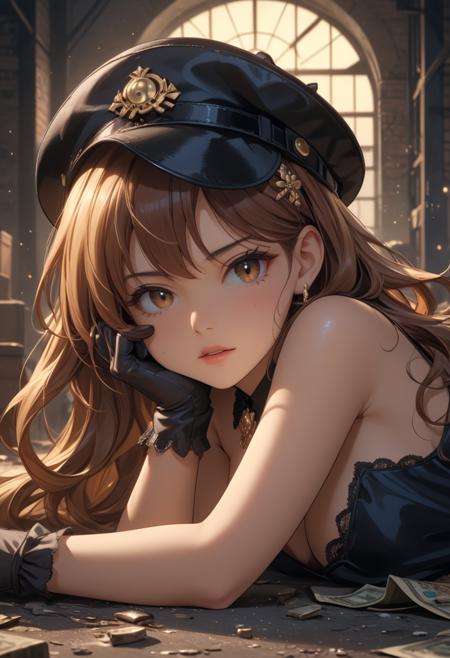 score_9, score_8_up, score_7_up, score_6_up, dynamic, (anime, masterpiece), best quality, (8k), detailed background, sharp focus, intricate, ambient lighting, super high quality, hyper detailed background, cinematic lighting, adult, double tone long hair, mature, embedding:zPDXLxxx, cat ears, vintage, mafia, prohibition era, 1950s, Loyalty, Cloche Hat Gloves, Lying on Side Propped Up by Elbow, Abandoned Warehouse at Midnight, addDetailXl.MLUV, Nyaomi, Expressiveh<lora:Expressive_H-000001.safetensors:1.0:1.0> <lora:Nyaomi.safetensors:1.0:1.0> <lora:addDetailXl.MLUV.safetensors:1.0:1.0>