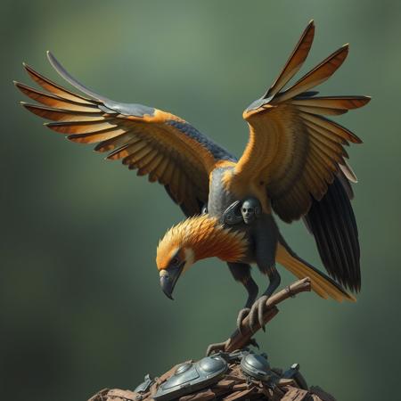 a bird with human armas