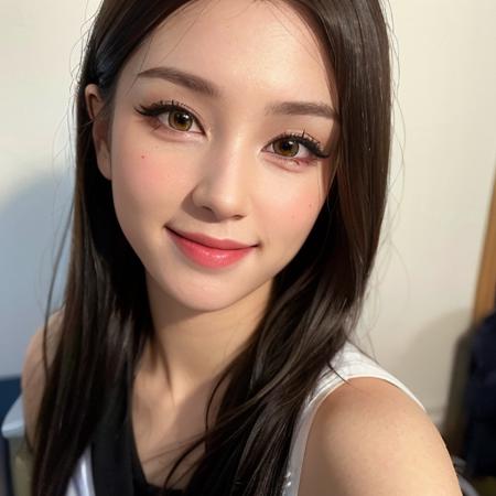 8k,hdr, beautiful, cute, masterpiece, (best quality:1.5), (realistic:1.5),(photorealistic:1.5),ultra detailed, detailed face, realistic face, (realistic skin:1.37), (intricate:1.5), woman, solo, blunt bangs, pale skin, (close-up photo:1), portrait photo, perfect lighting, (school uniform), (thigh high),(class room), (small breast:1.2), slim, slender, natural makeup, smiling