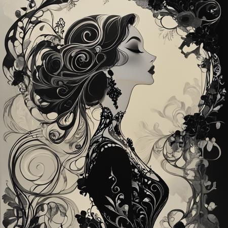 Art Nouveau Fashion illustration Pony