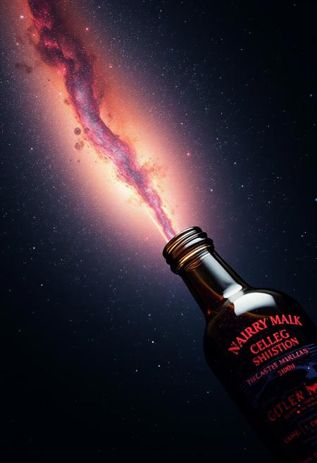 A bottle pouring out a galaxy