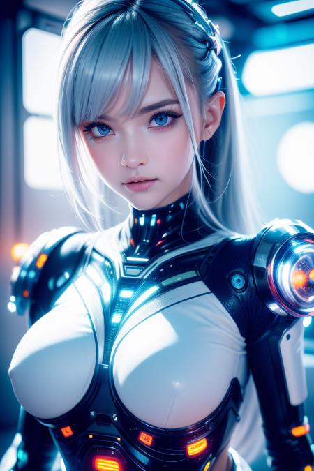 robot cyberpunk 1girl