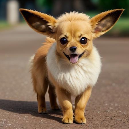 score_9, score_8_up, score_7_up, eevee as a dog, dog, pokemon, feral, solo focus, happy, standing, high quality, high resolution, 4k, dynamic light, dynamic angle, cute, sweet