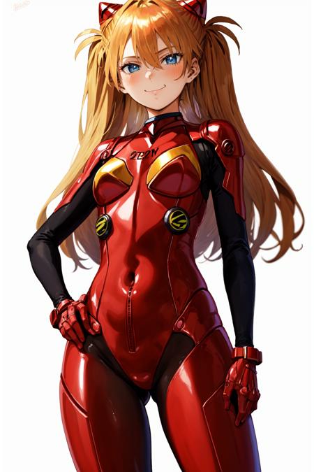 (1girl, one girl), (solo:1.3), (souryuu_asuka_langley:1.3), brown_hair, light_blue_eyes, twintails, (smug:1.3), BREAK
standing, thighs, medium_breasts, BREAK
bodysuit, BREAK
(white_background, simple_background:1.3), BREAK
best quality, masterpiece, detailed background, highly detailed, intricate, detailed face, long eyelashes, detailed eyes, <lora:GoodHands-vanilla:1> <lora:HeroNeisan-LyCoris-V1:1>