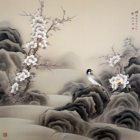 Gongbi flower  bird painting