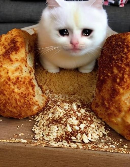 Sad Cat Looking at Crumbs on Plate