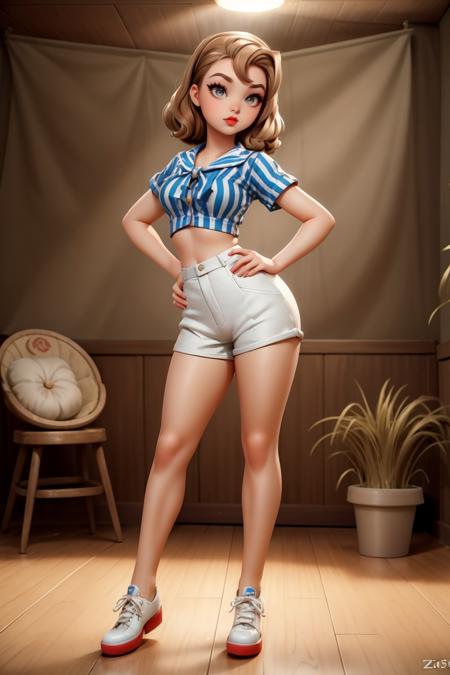 1950s fashion 1950sshortsandstripes