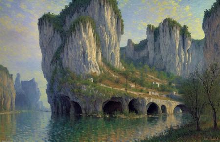 (impressionism:1.1), Cave/Karst , russian panel houses, (bob layzell:1), rural, a painting,scene painting,scenery, <lora:russian_panel_houses_v105:0.8>,