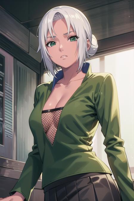 mabui, <lora:mabui-lora-nochekaiser:1>, 
mabui, short hair, (green eyes:1.5), white hair, dark skin, hair bun, dark-skinned female,
BREAK long sleeves, cleavage, fishnets, skirt, long skirt, dress, green dress, green skirt,
BREAK cowboy shot, looking at viewer, 
BREAK indoors,
BREAK <lyco:GoodHands-beta2:1>, (masterpiece:1.2), best quality, high resolution, unity 8k wallpaper, (illustration:0.8), (beautiful detailed eyes:1.6), extremely detailed face, perfect lighting, extremely detailed CG, (perfect hands, perfect anatomy),