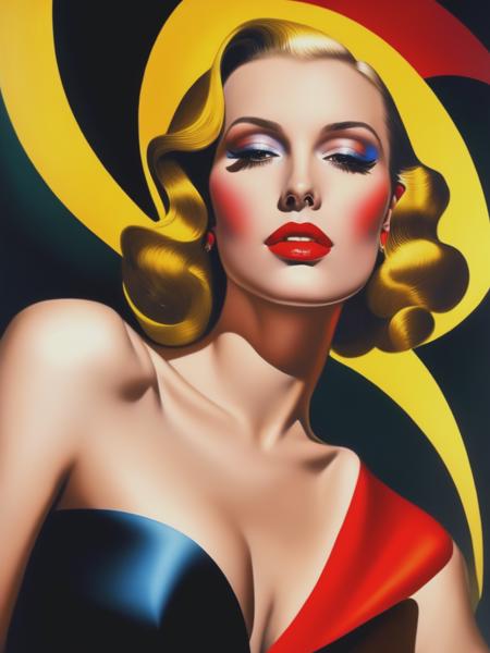 <lyco:TamaraDeLempicka:1.0> UHD painting illustration tamara de lempicka style, beautiful high fashion beautiful model, 1930's vogue fashion, art deco style in strong colorful art deco tamara de lempicka design, 1930's blond hair and red lipstick styling, glamorous, sophisticated, bold colors, bold contrast, epic detail, ultra realistic, photorealism, maximalist, hyper - detailed, hyper - realistic, megapixel.