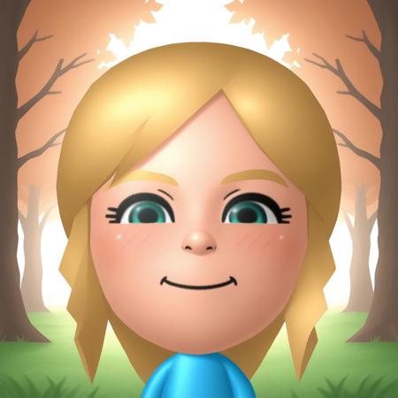 wii, mii, wii sports, 1girl, female mii, green eyes, blonde hair, blonde eyebrows, blush, cyan clothing, white pants, shoes, nintendo mii, modern_mii, classic_mii, breasts, olga_(wii_sports), cute