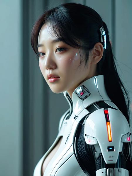 (full body shot:1.4), kneeling despondently, Korean Idol face, female biomechanical cyberpunk, cybernetics, porcelain white skin, crying++ tears, human-machine fusion, dystopian, organic meets artificial, expressing the pain and angst of losing humanity, dark, intricate, highly detailed cinematic film grain, 4k, vibrant colors,
<lora:[XL]add-detail-xl:1>, <lora:[XL]MJ52:0.3>