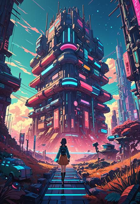 anime artwork <lora:Beeple_retrofuturism-000005:1>,Beeple style,retrofuturism, . anime style, key visual, vibrant, studio anime,  highly detailed
