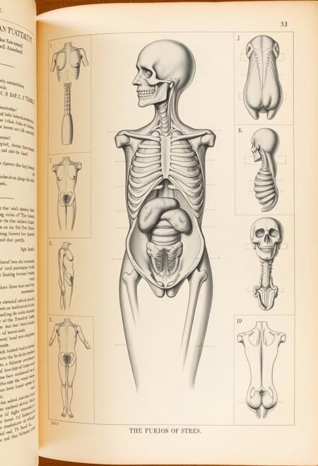 An antique university textbook containing anatomical drawings of the dissection of a 'Tribble', many side illustrations and diagrams are included, shows the so-called Bisexual sex organs,
