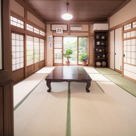 best quality, ultra-detailed, illustration,
washitsu, vase, scenery, flower, architecture, indoors, plant, scroll, flower pot, table, door, tatami, window, shelf, realistic, photo (medium), photo background
 <lora:JAPAN_Scenery_Washitsu_SD15_V2:1>